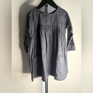 Petite Adele Navy Embroidered Long Sleeve Dress – Size Unknown (Approx. 4–5Y)